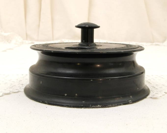 Antique French Revolving Multi Inkwell for Fountain Pen, Metal Ink Well with Rotating Lid for Red and Black Ink, Victorian Clerks Office