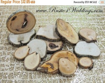 SALE 100 hickory rustic wood slices1"-3" for crafts, candles, decoration, blanks, rustic weddings, wood art ,