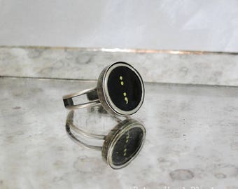 Typewriter Key Vintage Semicolon-Colon Key Ring