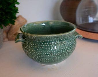 Spiked green ceramic pot, planter, succulent pot, flower pot, small planter