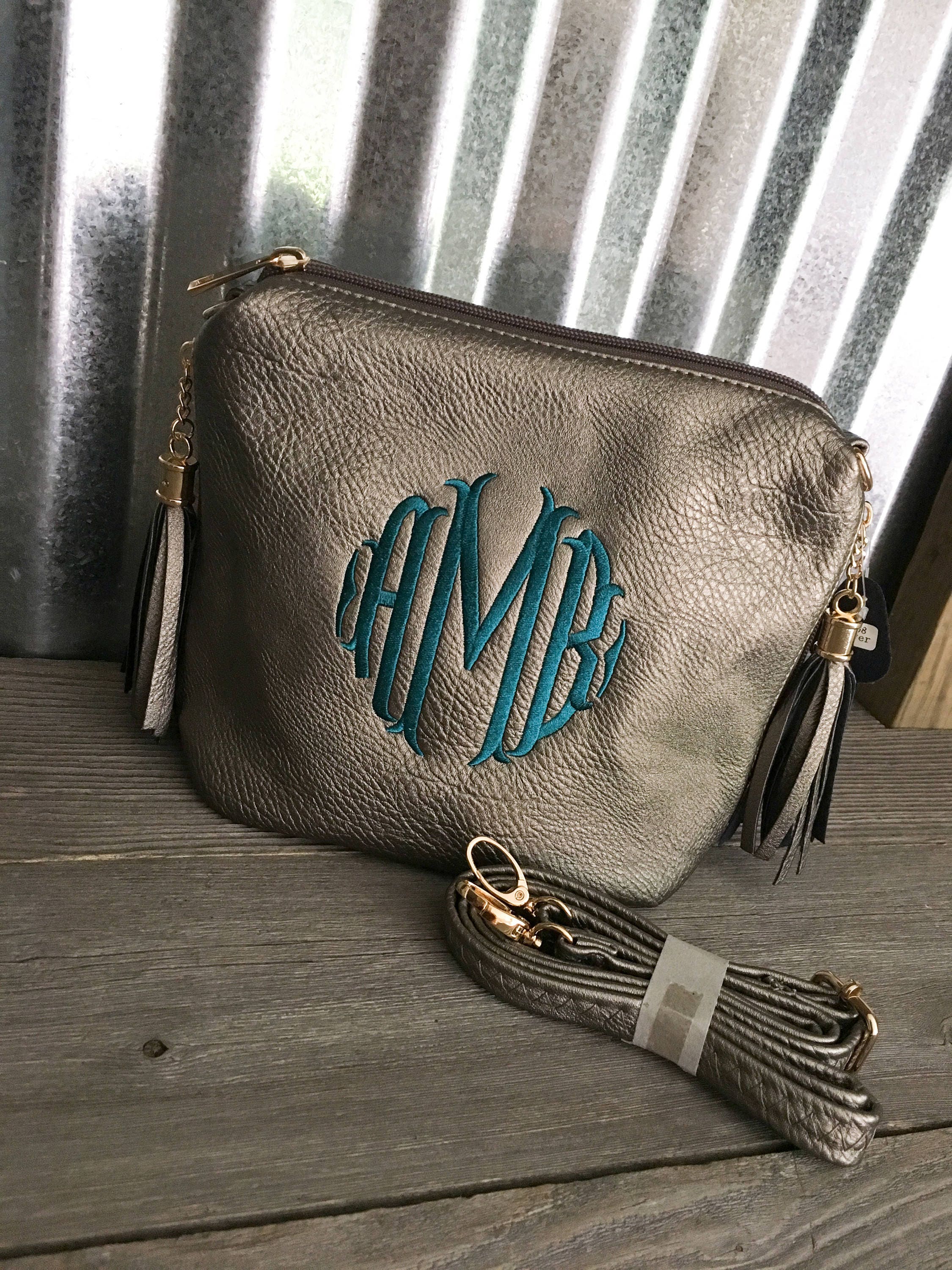 Purse/Crossbody/Silver Metallic Tassel Side Pocket Crossbody