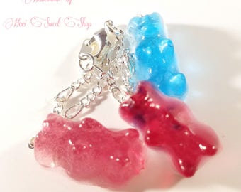 Kawaii Gummy Bear Charm Bracelet, Resin Candy Jewelry, Sweet Lolita, Hime Gyaru, Harajuku, Japanese Street Fashion