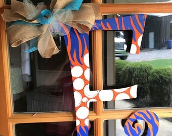 Auburn door hanger or yard sign Letter E- football baseball sports-made to order.