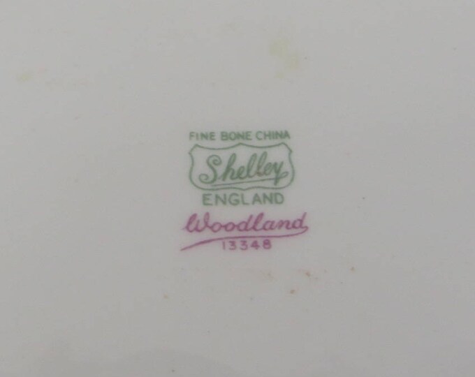 Shelley Woodland Plate, Double Handle Serving Plate, Vintage Shelley Bone China