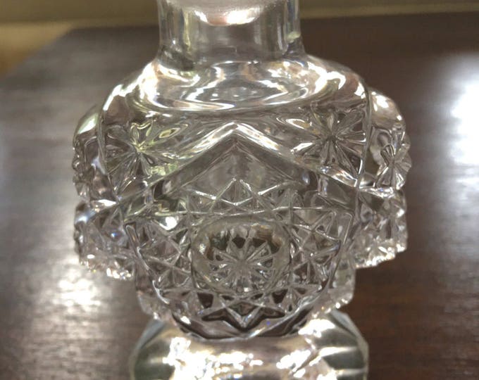 Vintage Czech Perfume Bottle, Czech Glass, Star and Daisy Design, Elegant Vanity Piece, Bohemian Glass Vanity Bottle