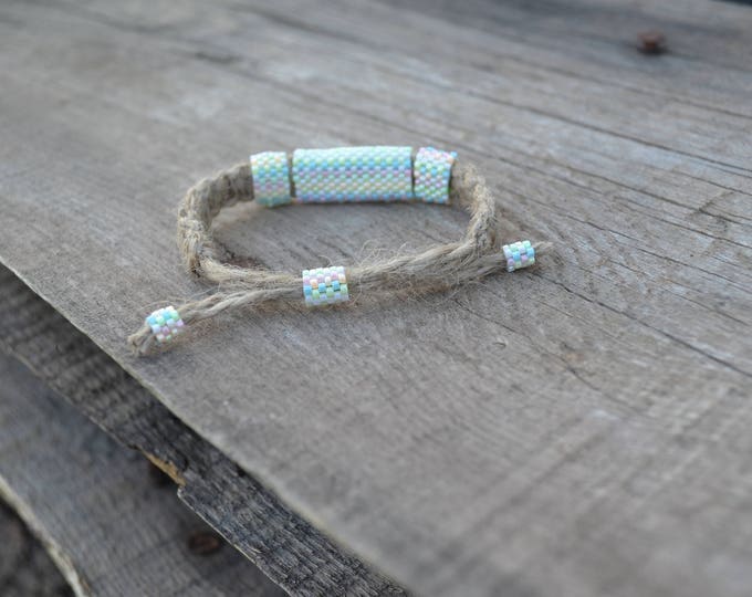 Pastel natural bracelet, beaded bracelet, seed bead bracelet, ooak bracelet, natural hemp bracelet, hemp bracelet, hippie bracelet, surfer