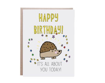 Hedgehog Birthday Card Hedgehog Anniversary Card Sending