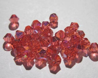 30 genuine swarovski 4mm - padparadscha AB Crystal bicones (2).