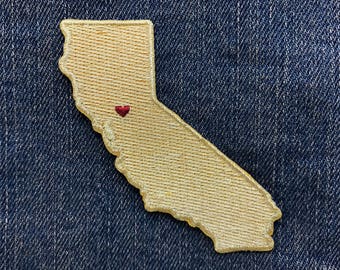 California Golden State Metallic Gold 100% Embroidered Iron On Travel Patch