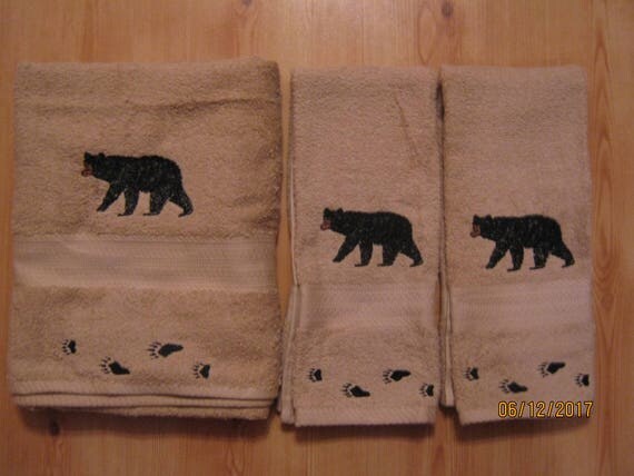 to towels how bathroom hand Tracks 3 sets with towel piece 1 piece or Bath 4 Bear Black