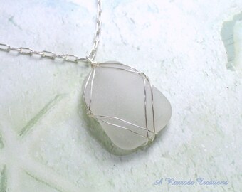 Authentic Sea Glass Jewelry Beach Glass Necklace Summer Jewelry Fashion Necklace Women's Gift for Her Women's Jewelry Wire Wrapped Sea Glass