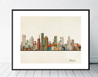 Houston skyline | Etsy