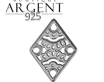 Connector openwork diamond 15.1 mm X 10.7 mm 925 sterling silver charm
