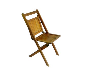 Vintage Slatted Wooden Folding Chair, Wedding Seating, Wood Folding Chair, Event Seating, Lot 9