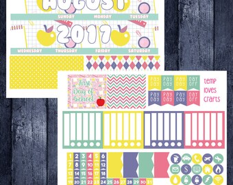 August/September Back to School Monthly Stickers for 2017-2018 Recollections Planner