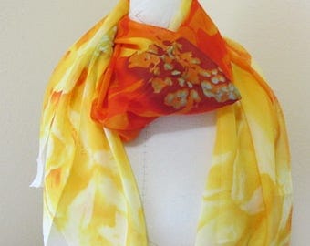 SALE - Hand Painted Silk Scarf