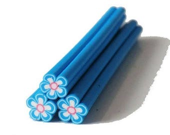 1 x blue/pink flower fimo cane