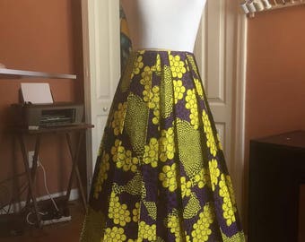 Plus Size African Print Skirt, Pleated Skirt, African clothing