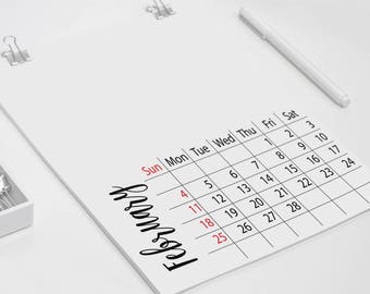 2018 blank calendar, DIY Calendar, Minimal Calendar, Blank wall calendar, modern wall calendar, blank Photo calendar, editable PDF calendar