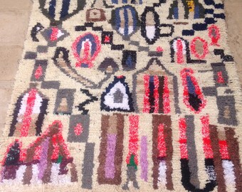 Tapis ancien marocain tribal berbère 150x300 cm