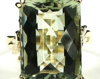 On Sale, 30% Off, Green Amethyst, 18KY Gold Ring, R039