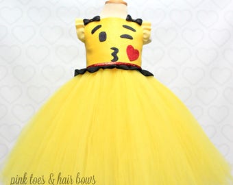Emoji tutu dress- Emoji costume- Emoji tutu-Emoji dress-Emoji birthday-Emoji-Kiss emoji costume-Kiss emoji dress