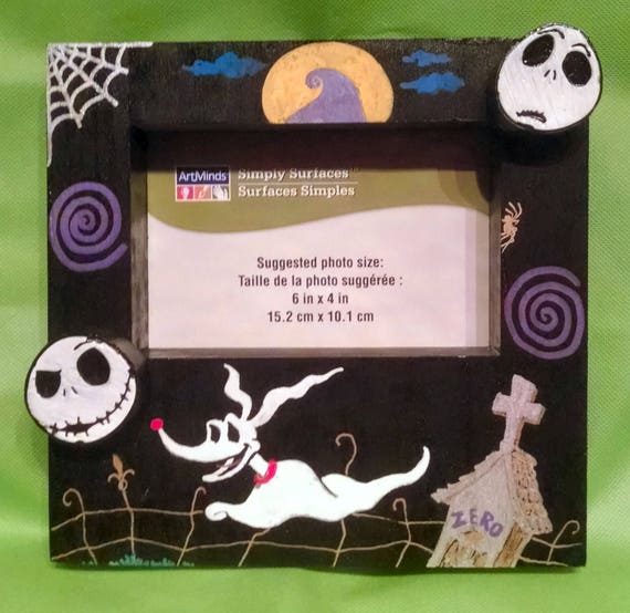 Nightmare Before Christmas with Zero wood picture frame