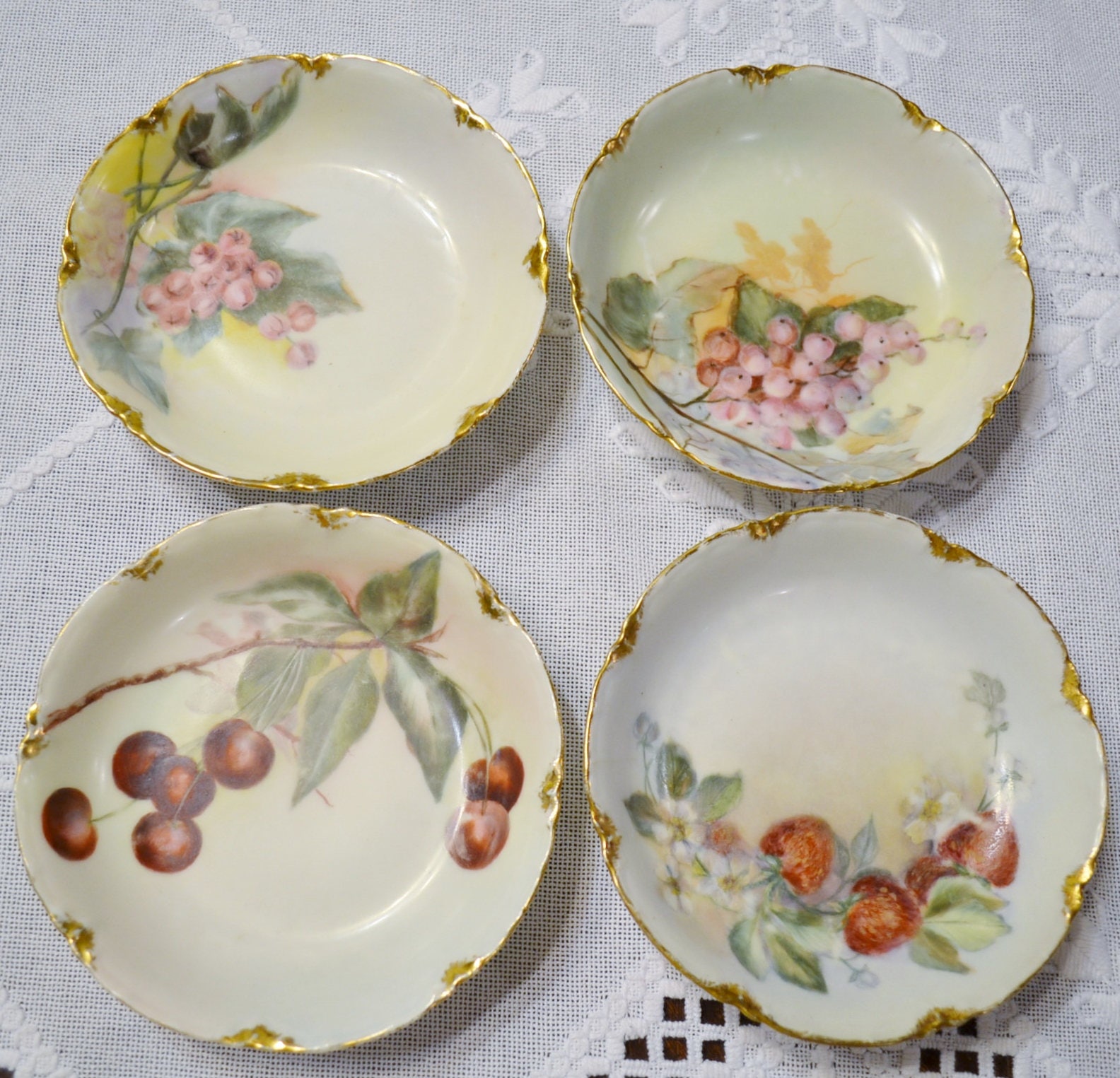 Vintage Haviland Limoges Fruit Bowl with 4 Small Bowls Marked