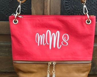 Tassel Crossbody Bag - Personalized - Tassel Bag -Two Tone