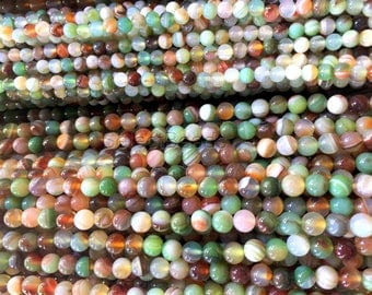 rainbow agate round beads - colorful necklace beads - candy agate beads -agate semi precious stone - jewellery making materials -15inch