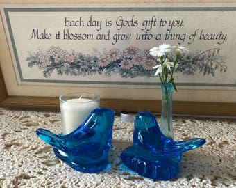 Bluebird of Happiness Candleholder and Vase signed