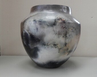 Barrel Pit Fired Medium Stoneware Ceramic Vase