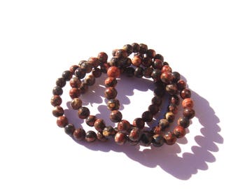 Multicolor Leopard Jasper: 10 beads with 4 mm in diameter