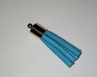 X 1 gold metal tassel and suede turquoise 35mm