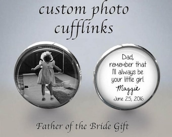 FATHER of the BRIDE - Father of the Bride Cufflinks - Photo Cuff Links - Cuff Links - Father of the bride gift - Wedding Cufflinks