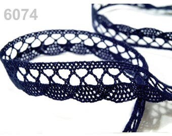6074 - 18 mm blue cotton lace trim Ribbon