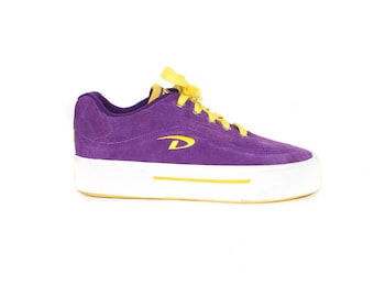 DKNY suede platform shoes - purple + yellow - vans style sneakers - vintage - size 9