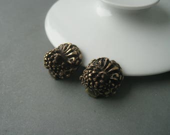 Massive modernist structural bronze earrings (clips) by Knut P, Norway, 1970s.