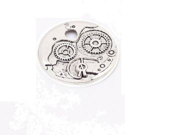 Round pendant - Steampunk gear COG charm