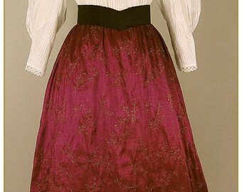 Embroidered Wine Taffeta Skirt