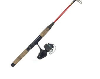 Vintage Fishing Rod and Reel 1970s Mitchell 300 Fishing Reel Vintage Fishing Pole Old Rod and Reel Two Piece Fishing Pole