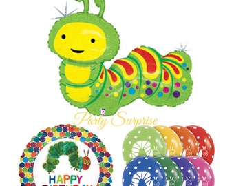 The Very Hungry Caterpillar birthday balloon package 18" Mylar Foil Hungry Caterpillar Birthday Balloon 11" latex kids birthday balloons
