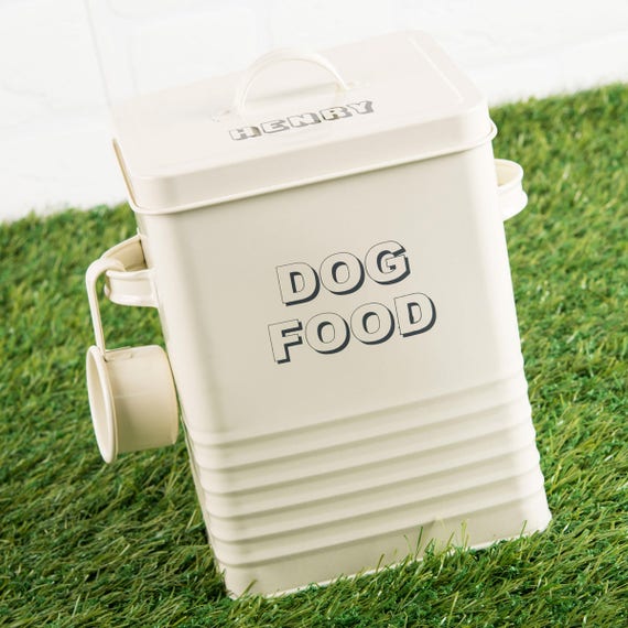 Personalised Cream Pet Caddy Dog food Storage