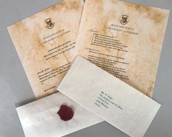 Personalized Hogwarts Acceptance Letter