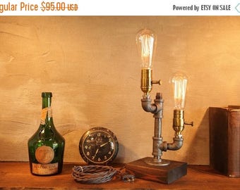 30% OFF SALE Dimming lamp Industrial Lighting - Steampunk Lamp - Table Lamp - Edison Light - Vintage Light - Pipe Lamp - Bedside Lamp - Rust