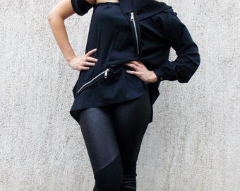 SUN SALE 25% OFF Teyxo Black Cotton Shirt / Oversize Avant Garde Top Tt42