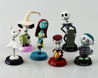 Nightmare Before Christmas CAKE TOPPER (Bobble Head) Jack Skellington Sally (6 pc Set)