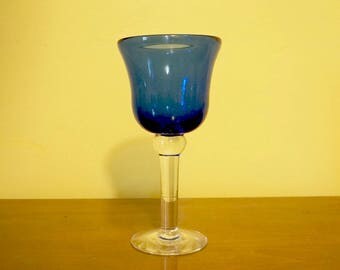 Cobalt Blue; Glass; Goblet; Wine Glass; Stemware; Approx. 3.5 x 7.5 in. Stunning !!!