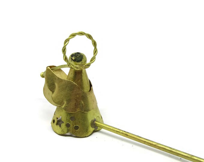 Brass Angel Candle Snuffer - Made in India - Flame Extinguisher Long Handled - Antique Douter - Vintage Candle Accessory - Brass Home Decor