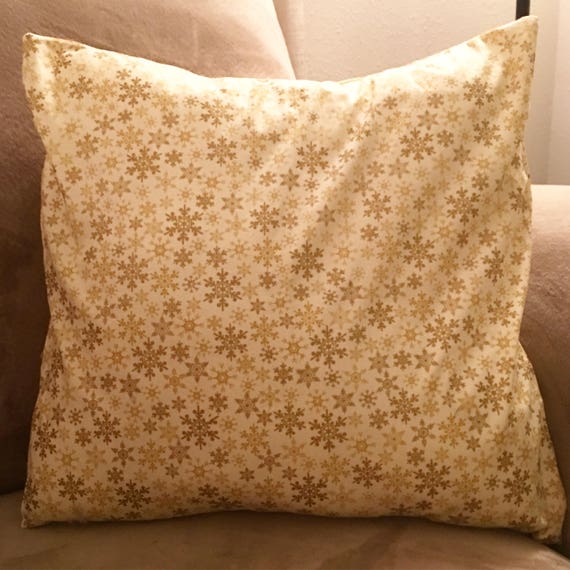 18x18 envelope style pillow cover Gold snowflake holiday